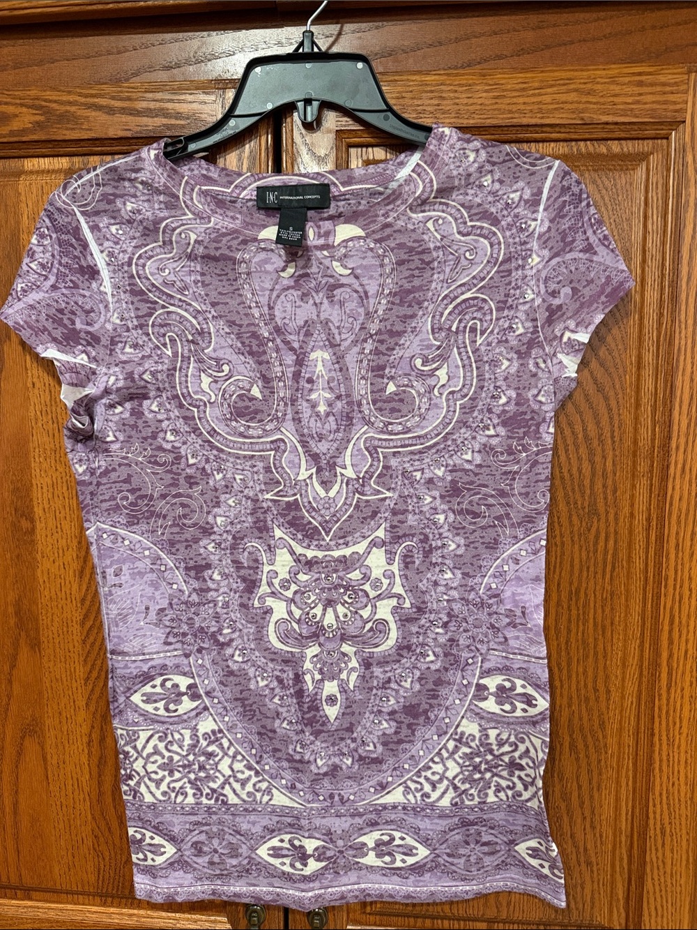 INC International Concepts Purple Paisley Short-Sleeve Tee *NWOT